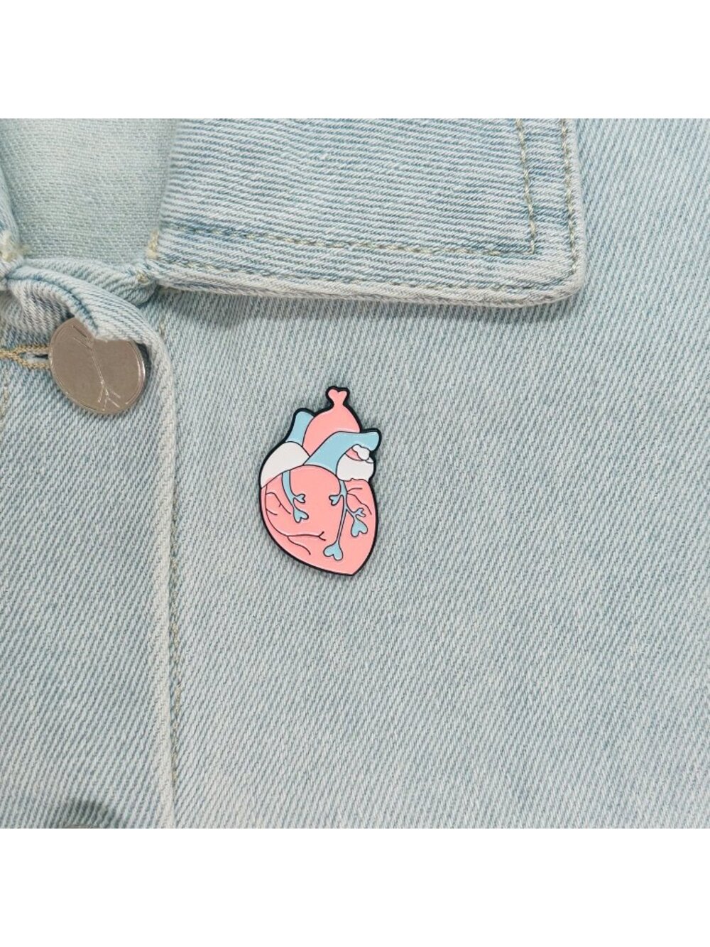 ✨Anatomical Human Heart Shape Enamel Pin Brooch  Pink Blue Trans Heart Pride